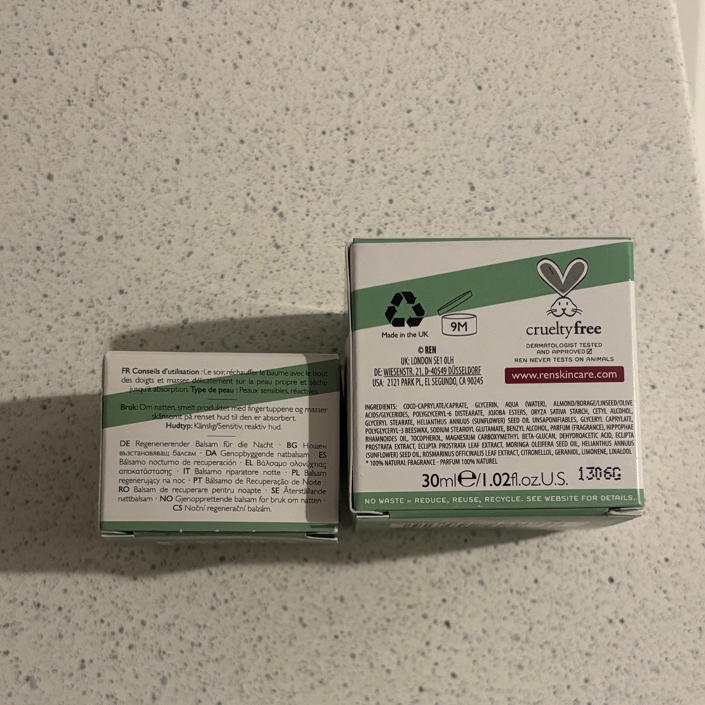 REN Clean Skincare Evercalm Overnight Recovery Balm large and mini - Picture 3 of 6